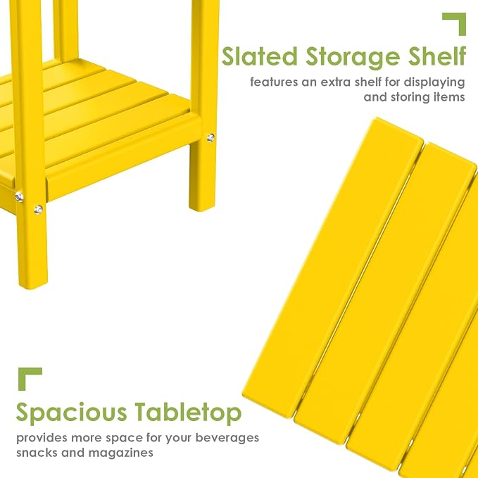 GREENVINES Adirondack-Outdoor-Side-Table | Set of 2 | 14 x 13 Inches | HDPE - Image 5