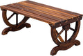 Outvita Wooden Garden Bench, Outdoor Rustic Wagon Wheel Bench by Outvita