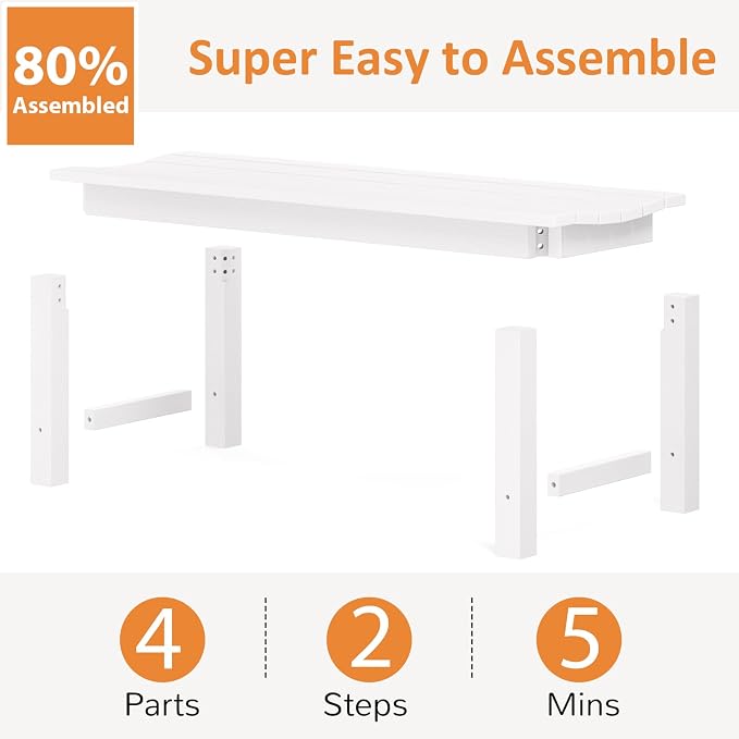 Outdoor Bench, 2-Person Patio Backless Bench Holds up to 800lbs, Weatherproof - Image 6