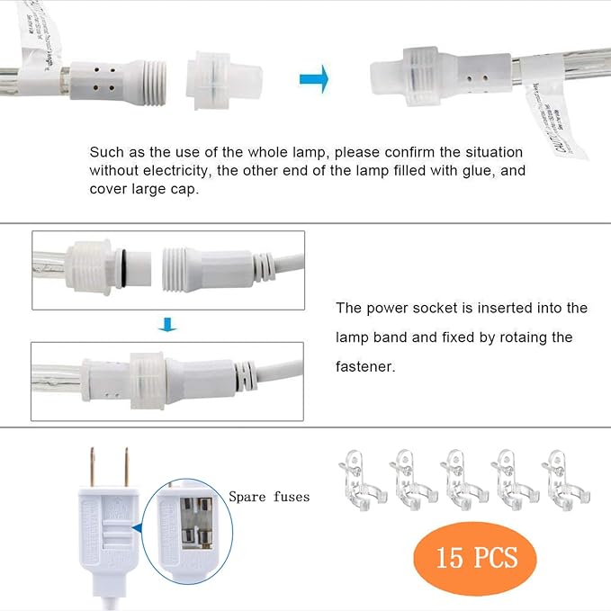 50ft LED Rope Lights Outdoor, 360 LED Connectable and Flexible Tube Lights - Image 5
