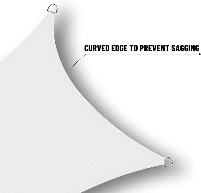 SUNNY GUARD Waterproof Sun Shade Sail 9' x 10' White Rectangle UV Block Sunshade - Image 4