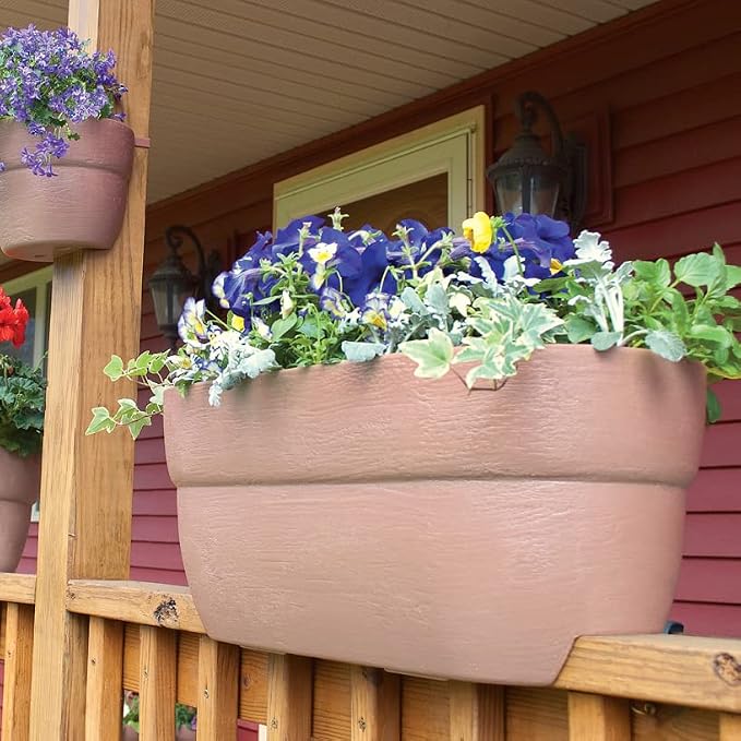 Bloomers Railing Planter with Drainage Holes- 24” W- Sage Green - Image 4