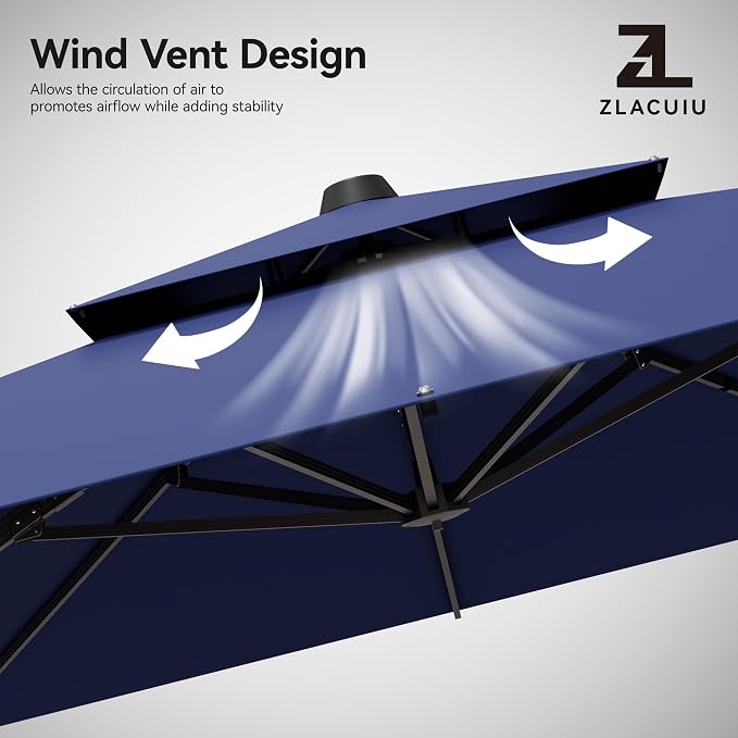 9x12FT Navy Blue Cantilever Outdoor Patio Umbrella - Image 8