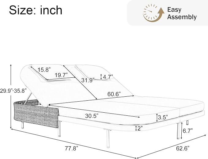 SOFTSEA Outdoor Daybed, Patio Rattan Daybed - Image 2