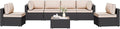 Shintenchi 7 Pieces Outdoor Patio Sectional Sofa Couch, Wicker Furniture by Shintenchi