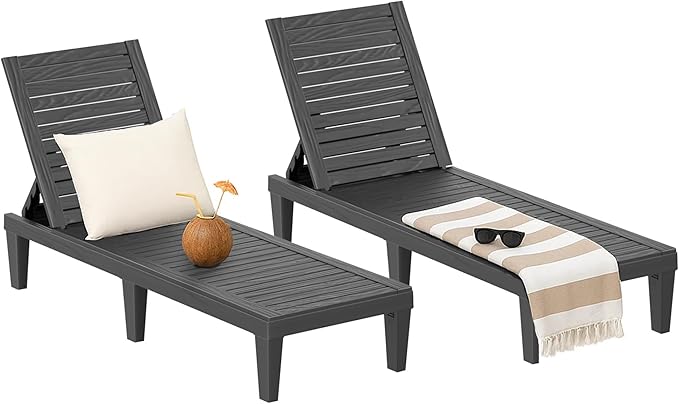 EasyUp Chaise Lounge Chair Outdoor, Resin Lounge Chair by EASYUP