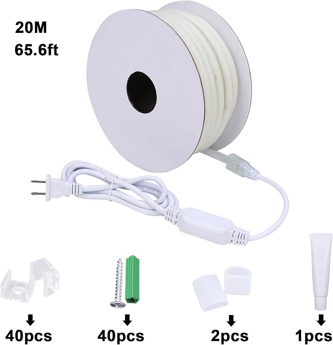 AC 110V COB LED Strip Lights Outdoor Waterproof 65.6ft, 6000K Cool White Super - Image 8