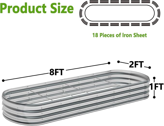 zizin Galvanized Raised Garden Bed Metal Oval Raised Garden Beds Outdoor - Image 5