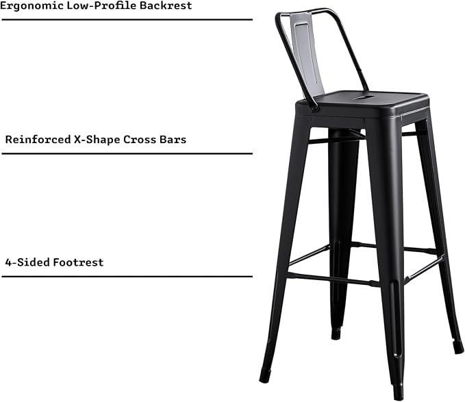 AC Pacific 30” Metal Barstool Set of 2 – Country Rustic Style - Image 5