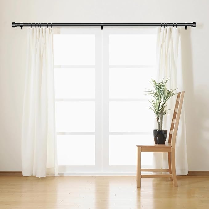 Time Forest Black Curtain Rods for Windows 28 to 48 Inch, 1 Inch Diameter - Image 3