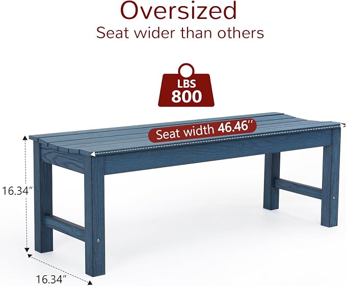 Stoog Outdoor Benches Set of 2, 2-Person Patio Dining Bench, Waterproof HIPS - Image 3