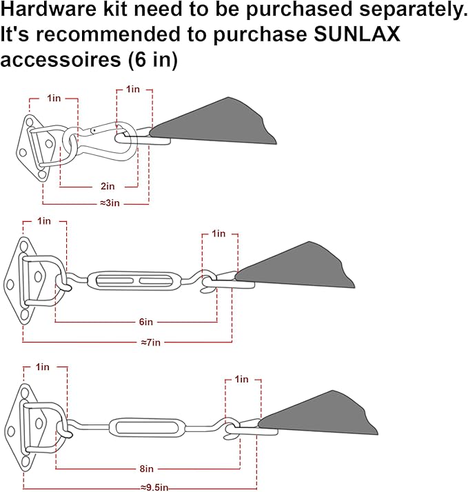 SUNLAX Sun Shade Sail 8' x 18' Butter Cream Rectangle Canopy Sail Shade Cover - Image 3