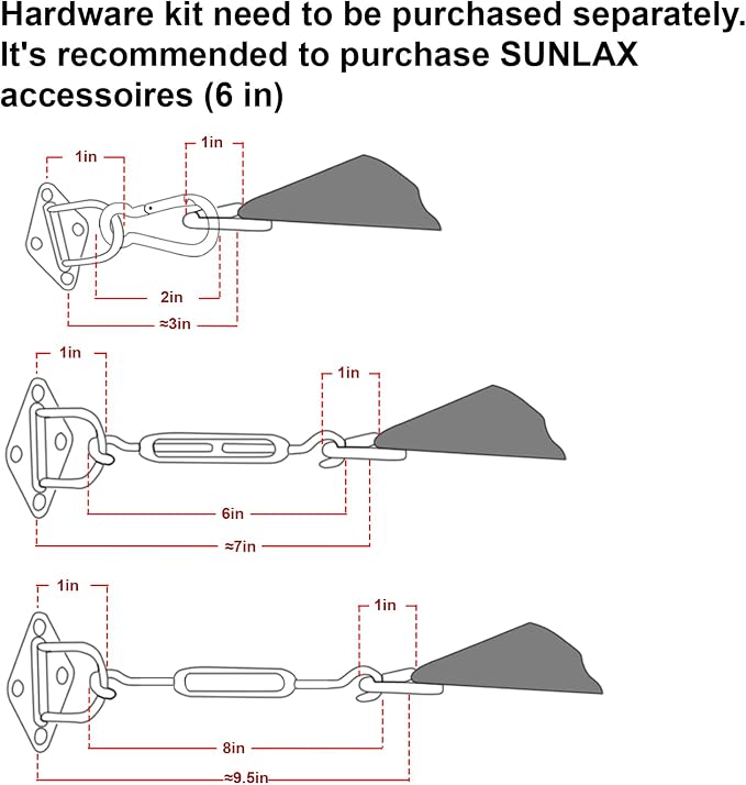 SUNLAX Sun Shade Sail 8' x 20' Terra Red Rectangle Canopy Sail Shade Cover UV - Image 3