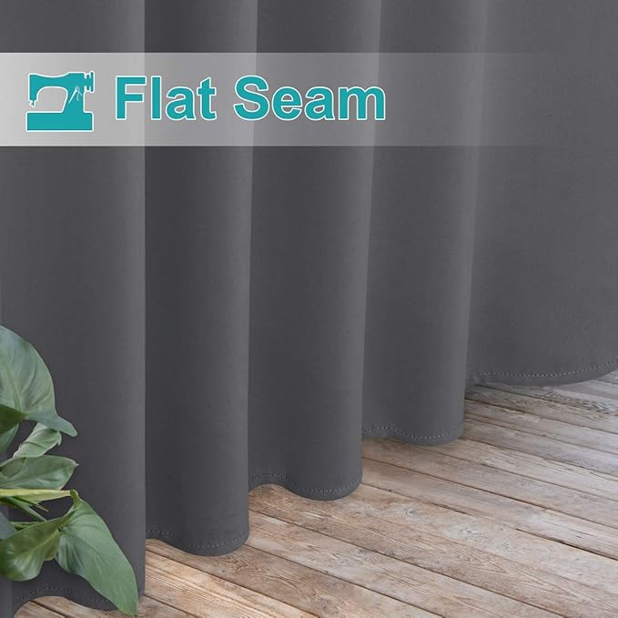 NICETOWN 2 Panels Grey Patio Outdoor Curtainss Weighted and Thick Waterproof - Image 7