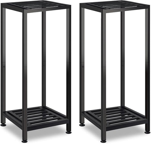 2-Pack Plant Stand Indoor Outdoor, Heavy Duty Wrought Iron Pedestal Stands by Lilybud--lily