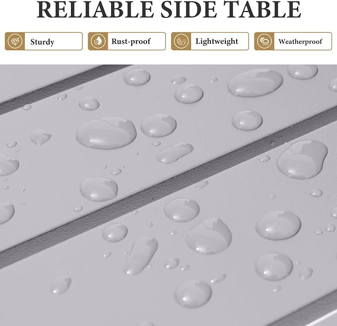 Crestlive Products Aluminum Outdoor Side Table, Rectangular End Table, Easy - Image 6