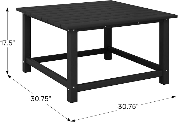 WestinTrends Malibu Low Outdoor HDPE Square Patio Coffee Table, Pacific Blue - Image 2