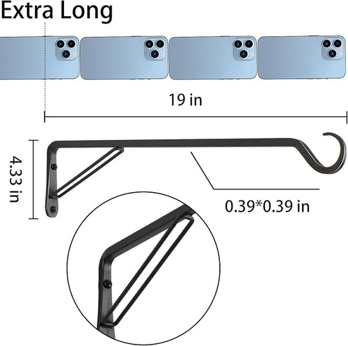 2 Pack Extra Long 18 Inch Heavy-Duty Rust-Resistant Solid Steel Plant Hangers - Image 2