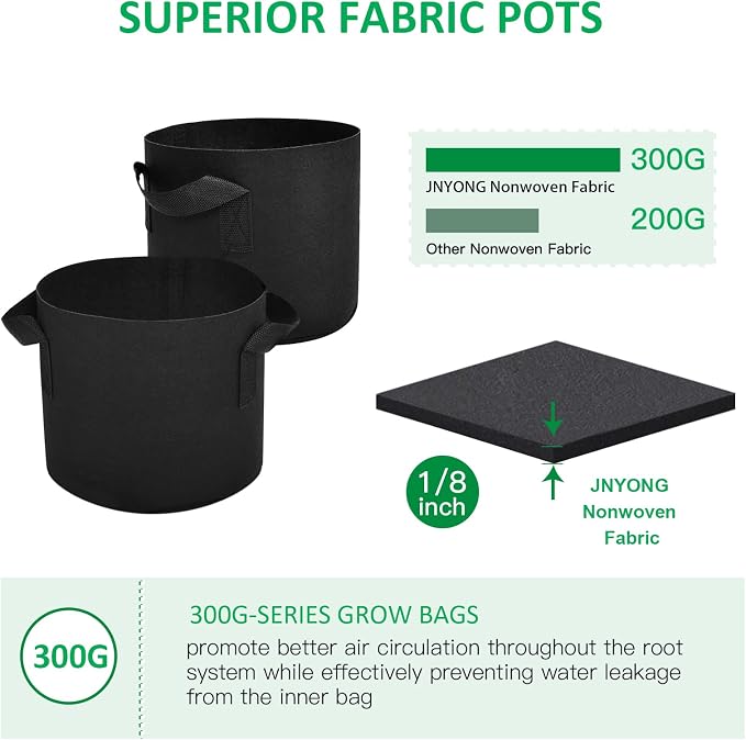 NYONG 12-Pack 25 Gallon Thickened Non-Woven Grow Bags, Aeration Fabric Pots - Image 4