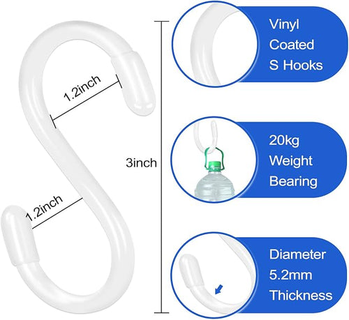 20 Pack Vinyl Coated S Hooks for Hanging, Heavy Duty S Hook for Hanging Plants - Image 2