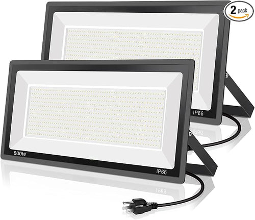 2 Pack 800W LED Flood Light Outdoor, 3750W Equivalent Super Bright FloodLight by YANYCN