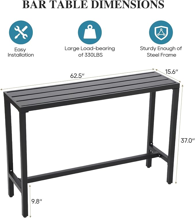 Outdoor Bar Table, Patio Console Pub Height Table - Image 3