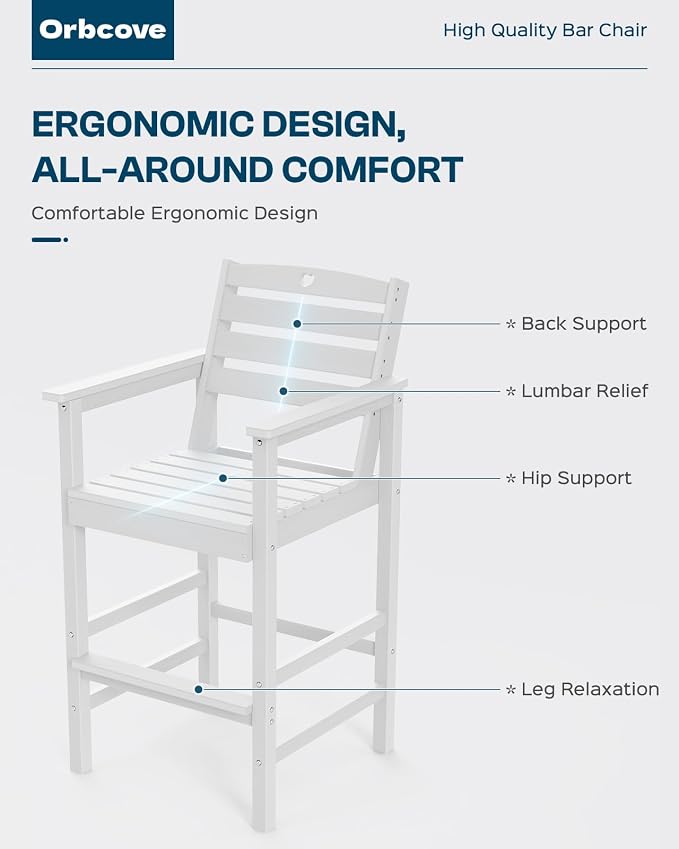 Patio Bar Table, Adirondack Chairs and Table 2 Pieces Set, Bar Height Chairs - Image 8