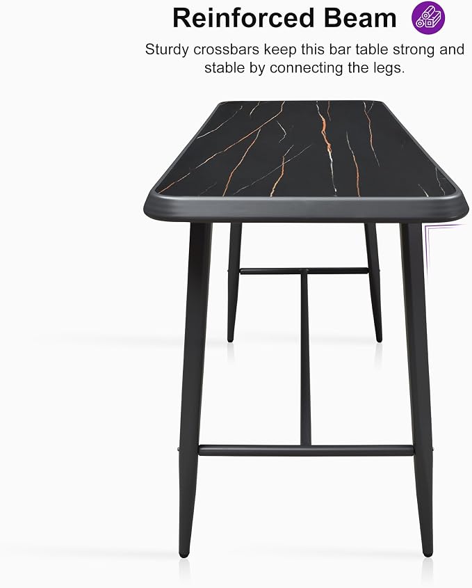 PURPLE LEAF Outdoor Bar Table Rectangular Bar High Pub Dining Table - Image 7