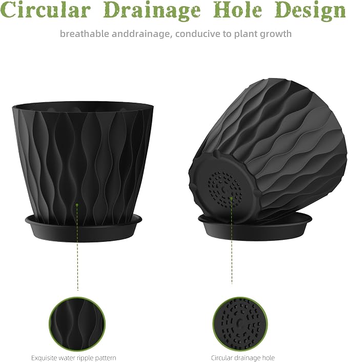 4 Inch Plant Pots, 6 Pack Indoor Flower Pots, Planters - Image 3