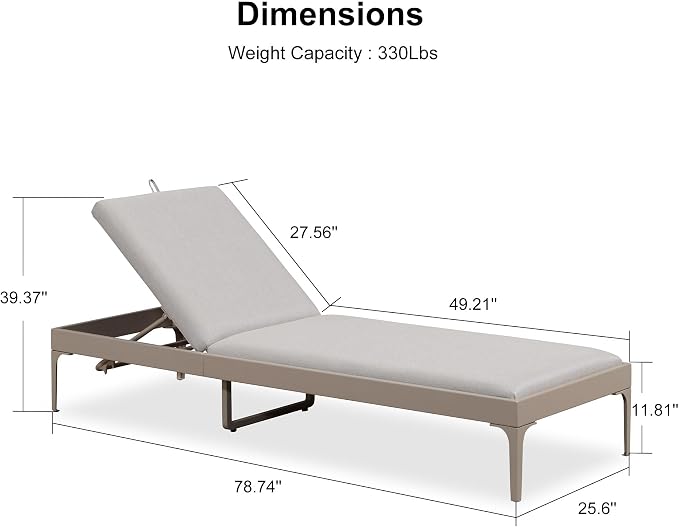 PURPLE LEAF Outdoor Chaise Lounge Set of 2 Aluminum Adjustable Patio Lounger - Image 7