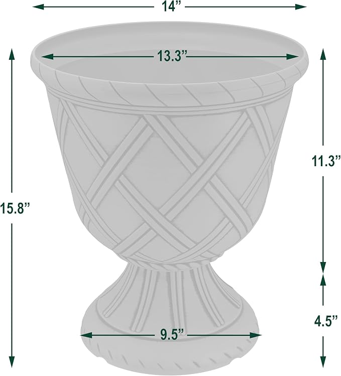 Arcadia Garden Products PL61GD Lattice Plastic Garden Urn, Classic Decorative - Image 4