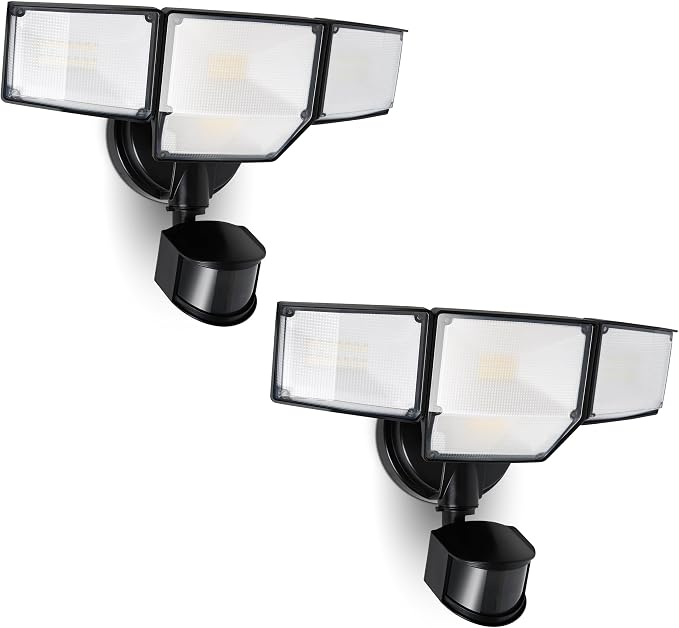 LUTEC 80W 9000LM LED Security Lights Motion Sensor Outdoor Lights, 4 Head LED by LUTEC