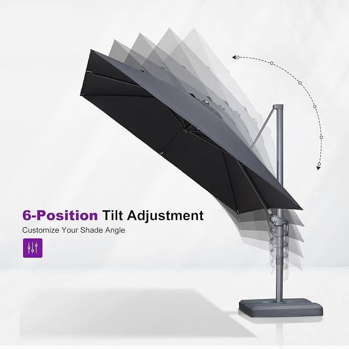 PURPLE LEAF Patio Umbrella 9' X 9' Rectangle Cantilever Umbrella Large Aluminum - Image 6