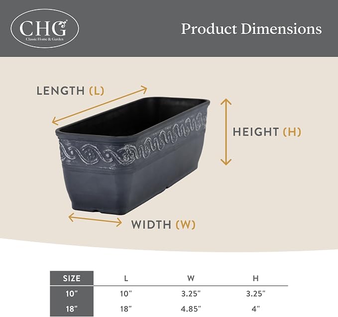 Classic Home and Garden Corinthian Trough Planter, Ivory Ash - Image 5