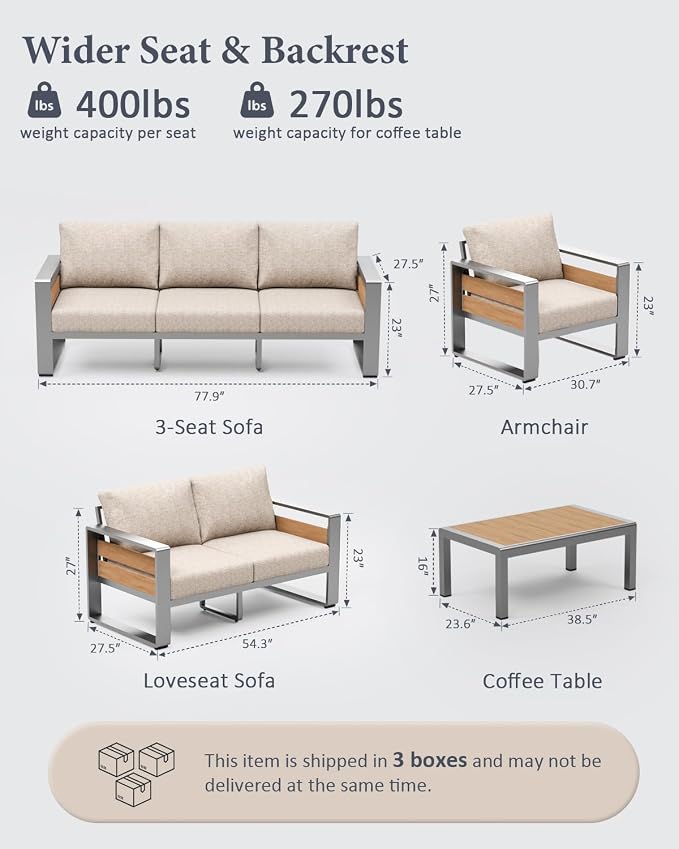 ZANDOR Outdoor Patio Conversation Sets, 4-Piece Aluminum Metal Outside - Image 2