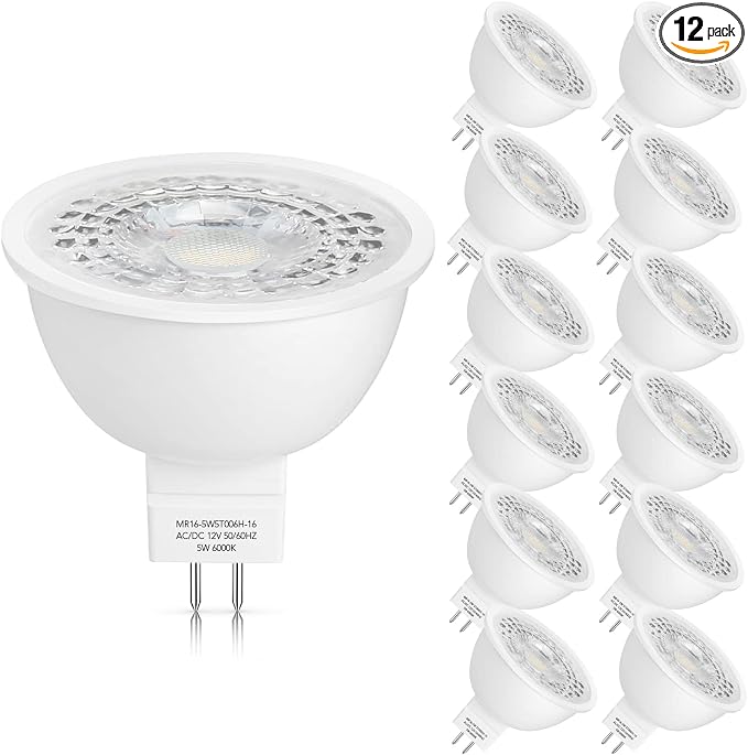 Mlambert 12 Pack MR16 LED Bulbs 50W Halogen Equivalent, 6000K Cool Whitee by Mlambert