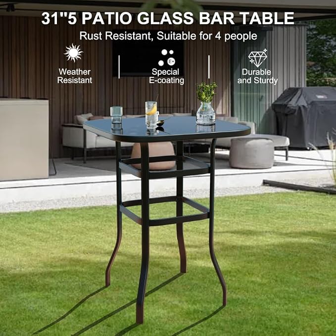 5 Piece Outdoor High Top Bar Set, 5 Pieces Outdoor Swivel Bar Set - Image 6