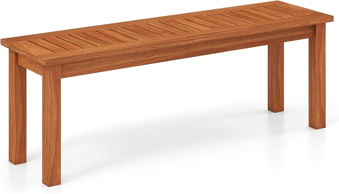 Tangkula Outdoor Wood Bench, 2-Person Backless Patio Garden Bench by TANGKULA