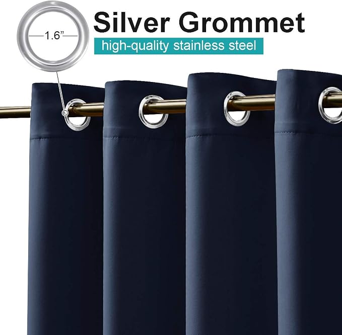 NICETOWN 2 Panels Navy Blue Outdoor Curtains - Image 4