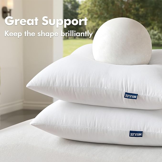 MIULEE Pack of 2 24x24 Outdoor Pillow Inserts, Outdoor Throw Pillows - Image 4
