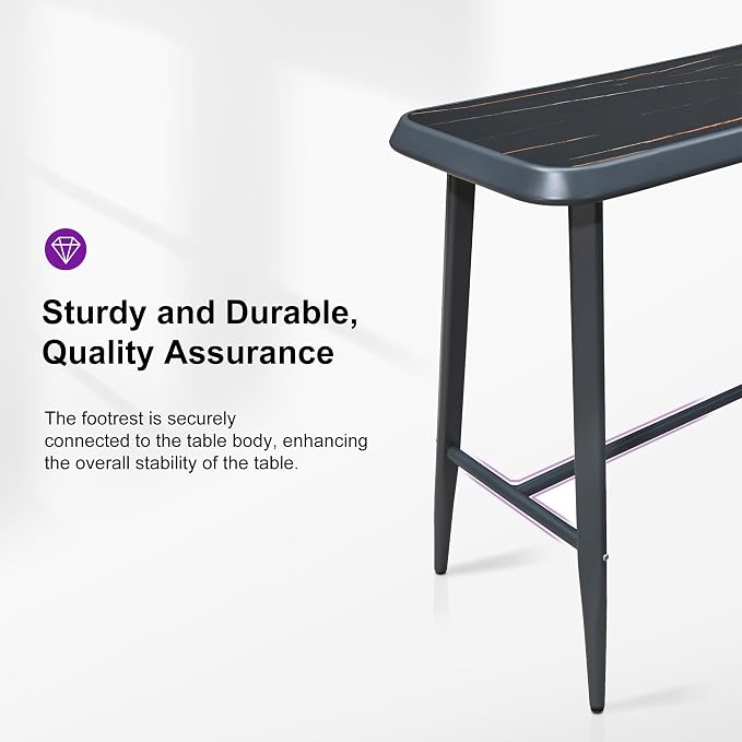 PURPLE LEAF Outdoor High Bar Table Rectangular Patio Pub Balcony Table - Image 7