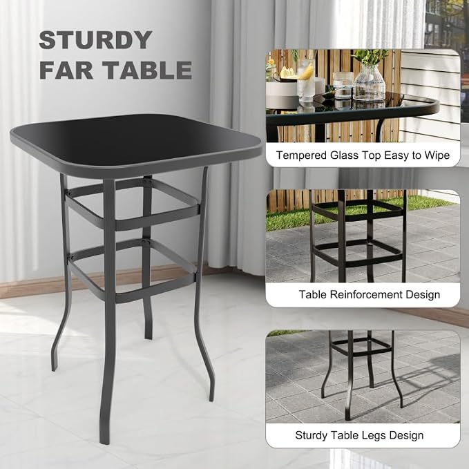 5 Piece Outdoor High Top Bar Set, 5 Pieces Outdoor Swivel Bar Set - Image 8