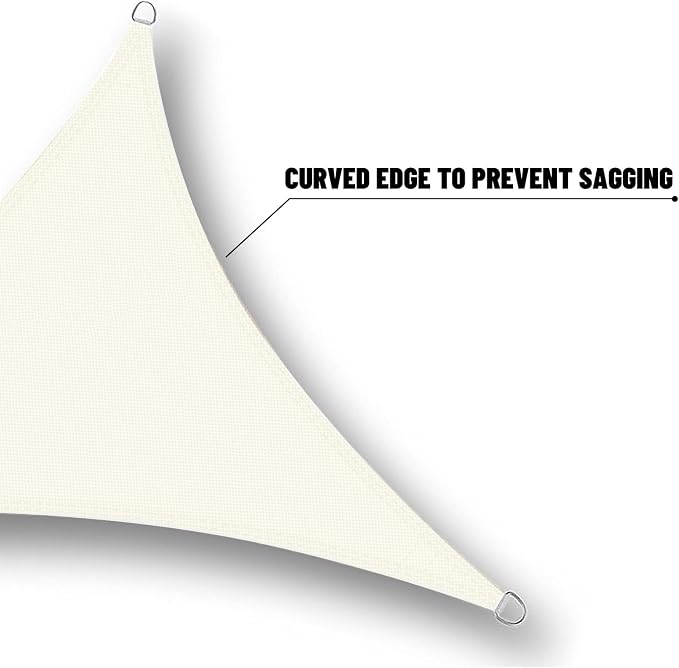 SUNNY GUARD Waterproof Sun Shade Sail 10'x11'x14.9' Cream Right Triangle UV - Image 5