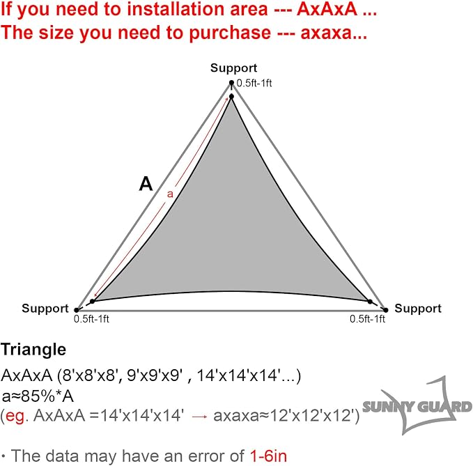 SUNNY GUARD Sun Shade Sail 8' X 8' X 8' Triangle Butter Cream UV Block Sunshade - Image 2