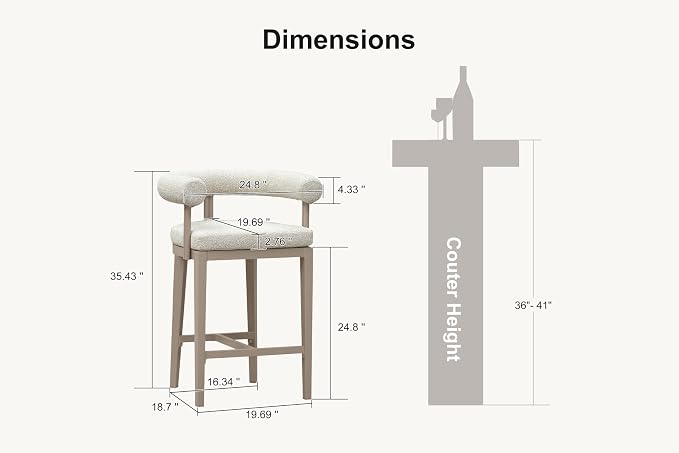 PURPLE LEAF Counter Height Bar Stools Set of 2 Patio Barstools - Image 2