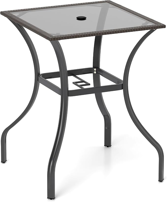 Tangkula Bistro Bar Table, 28.5" Square Bar Height Bistro Table w/ 2" Umbrella - Image 9
