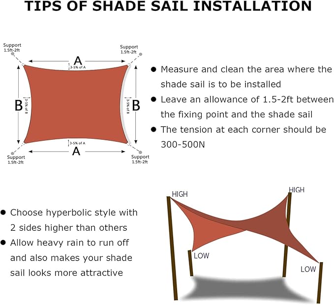 KANAGAWA 22'X24' Rust Red Custom Size Sun Shade Sail Rectangle UV Block Canopy - Image 6