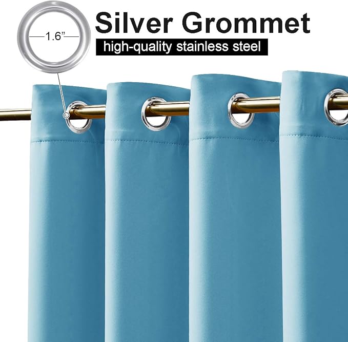 NICETOWN 2 Panels Weighted Outdoor Curtains 84 inch Long, Stainless Grommet Top - Image 2