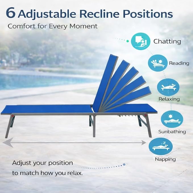 Kozyard Outdoor Foldable Lounge Chair, Aluminum Frame Patio Lounger - Image 4
