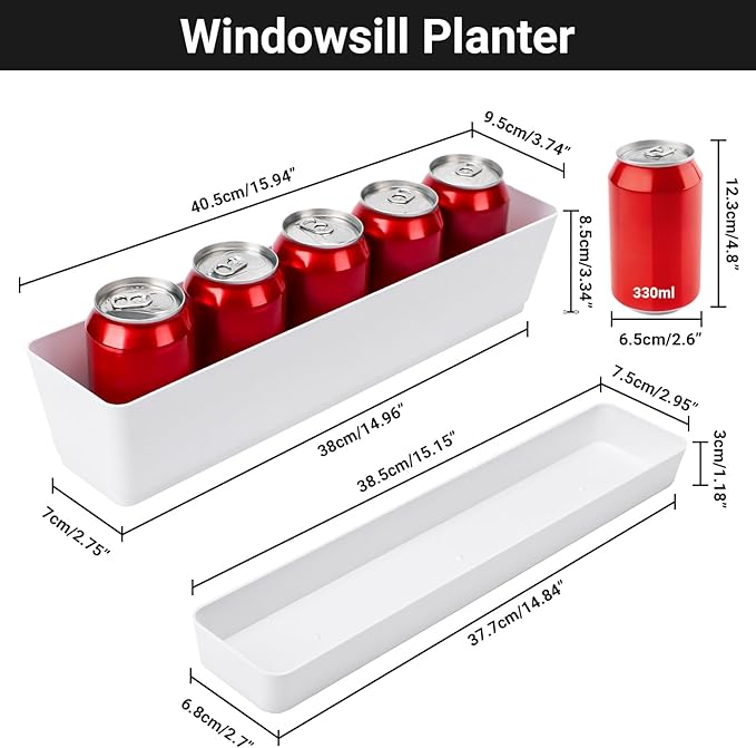 GREANER Window Boxes Planters, Indoor Succulent Cactus Flowers Vegetable - Image 2